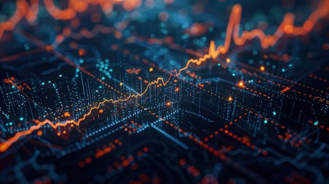 A detailed scatter plot depicting the upward trend between stock prices and trading volume, signifying heightened investor activity.