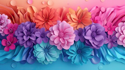 Obraz premium 3D abstract floral design with vibrant, neon colors