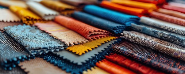 Detailed view of a fashion designer's mood board with fabric swatches