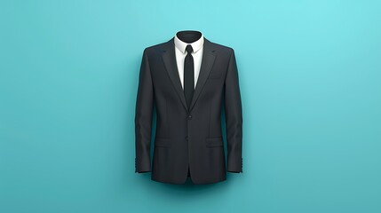 A business suit mock up black isolated on a blue background