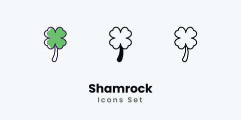 Shamrock Icons thin line and glyph vector icon stock illustration