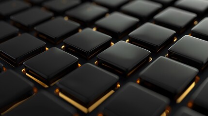 Obraz premium Close-Up of Stylish Black Keyboard with Gold Accents, Emphasizing Modern Design and Elegance, Perfect for Technology and Luxury Themes