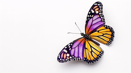 Vibrant Orange and Black Butterfly with Detailed Wing Patterns on White Background, Highlighting Natural Beauty and Insect Diversity, Perfect for Nature and Wildlife Themes