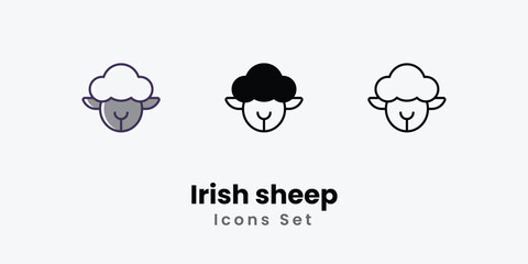 Irish sheep Icons thin line and glyph vector icon stock illustration