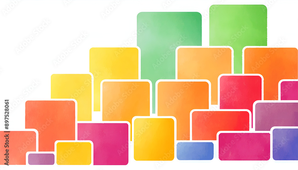 Aufkleber watercolor abstract background with colorful overlapping rectangles