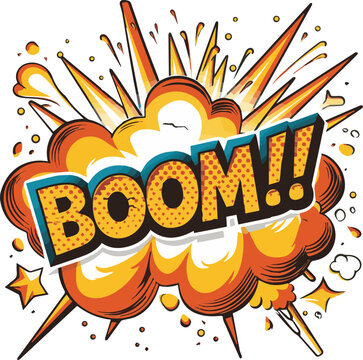 Vector of Comic book retro sound effects. with a text "BOOM!!"