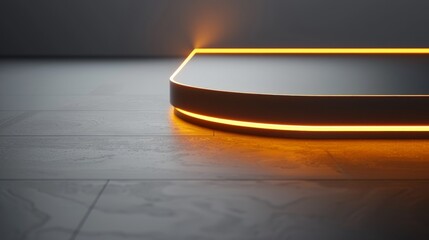 Empty glowing stage on a gray background, perfect for showcasing products with modern design and versatile shadows. Let your innovation shine in this sleek setting