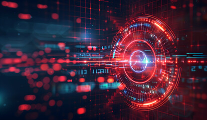 Digital Arrows hitting center target Futuristic background Digital Technology Goal Determination Concept