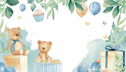 An ultra sharp illustration of baby shower invitation templates adorned with adorable watercolor