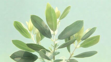    a green foliage plant against a blue sky background is depicted