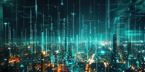 Obraz premium a?'imagine: Bar graph representation of the stock market's sectoral performance, showing a mix of growth and decline across different industries.