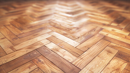 Contemporary Hardwood Floor Background with a Seamless Herringbone Pattern and Light Wood Texture, Perfect for Design or Photo Applications in a Carpenter's Shop Setting