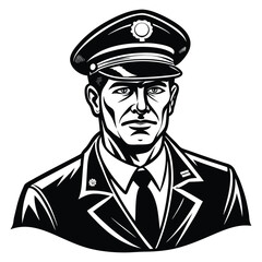 police officer silhouette vector illustration on white background 