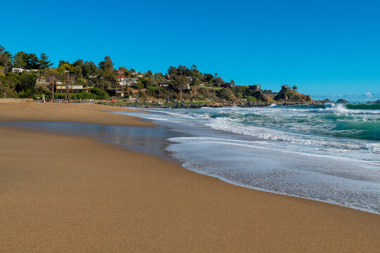 Panoramic view of the beach resort town of Quintay, V Region, Chile