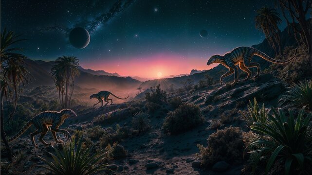 Night Predators of Kepler-452b: Nocturnal hunters that have adapted to the extended periods of darkness on this potentially Earth-like world