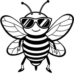 Bee Wearing Sunglasses Svg Cool Bee  Cute Bee Clipart Bee Vector