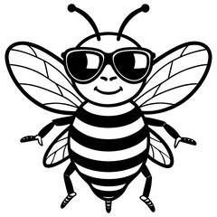 Bee Wearing Sunglasses Svg Cool Bee  Cute Bee Clipart Bee Vector