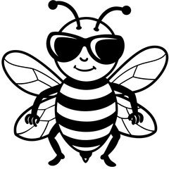 Bee Wearing Sunglasses Svg Cool Bee  Cute Bee Clipart Bee Vector