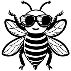 Bee Wearing Sunglasses Svg Cool Bee  Cute Bee Clipart Bee Vector