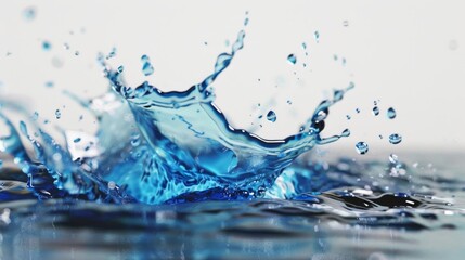 Blue water splash with bubbles on white background. Selective focus. Generative AI.