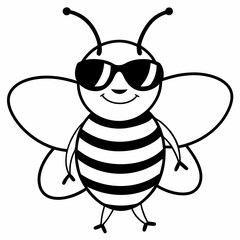 Bee Wearing Sunglasses Svg Cool Bee  Cute Bee Clipart Bee Vector