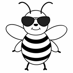 Bee Wearing Sunglasses Svg Cool Bee  Cute Bee Clipart Bee Vector