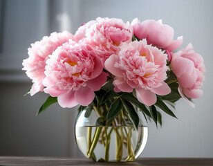 Vibrant Pink Peony Bouquet in Elegant Vase  Stunning Floral Arrangement