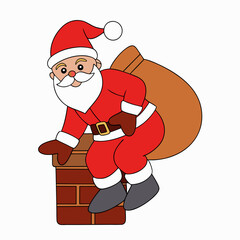Festive Santa Claus vector illustration carrying a big red bag of gifts on white background Ideal for Christmas designs and cards