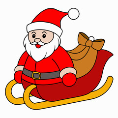 Festive Santa Claus vector illustration carrying a big red bag of gifts on white background Ideal for Christmas designs and cards