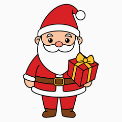 Festive Santa Claus vector illustration carrying a big red bag of gifts on white background Ideal for Christmas designs and cards