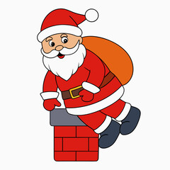 Festive Santa Claus vector illustration carrying a big red bag of gifts on white background Ideal for Christmas designs and cards
