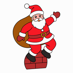 Festive Santa Claus vector illustration carrying a big red bag of gifts on white background Ideal for Christmas designs and cards