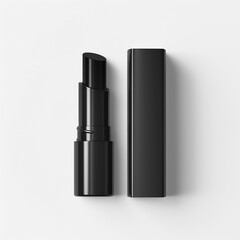 Obraz premium black tube lip balm mockup isolated white background cosmetic product package
