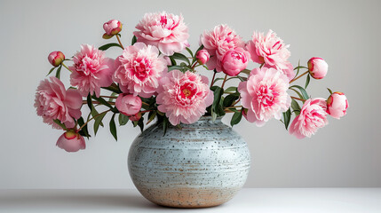Fototapeta premium pink peony flowers in vase