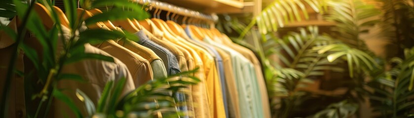 Realistic sustainable fashion store with ecofriendly clothing