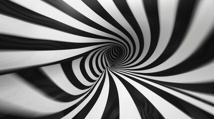 Captivating black and white spiral creates a mesmerizing tunnel effect, drawing you in with a hypnotic pattern ideal for enhancing creativity in any project