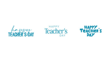 Happy Teacher's Day Lettering Set Vector Illustration