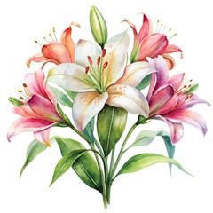 Obraz premium Watercolor Pink Lily