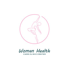 Woman health yoga logo design vector with creative idea icon