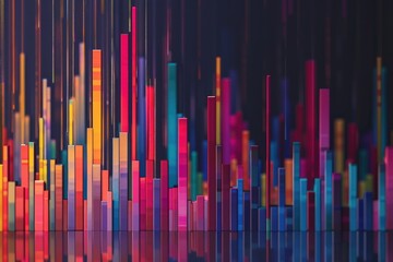 a?'imagine: Dynamic bar graph showcasing a significant rise in stock values, representing an unexpected market surge, with bold lines and striking color gradients.