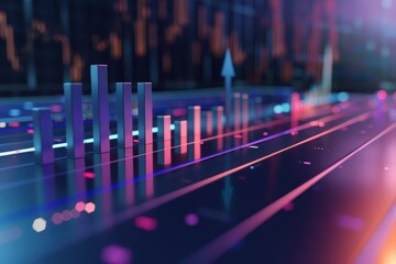 a?'imagine: Dynamic bar graph with bold bars depicting a sharp rise in stock values, highlighting a market performance surge, on a pristine white surface.