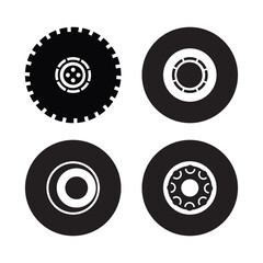 Truck Bus Car wheel icons set black wheel tires silhouette collection auto wheel disks