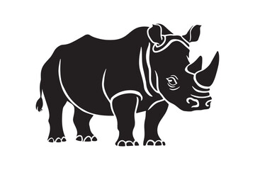 Rhino silhouette vector illustration template