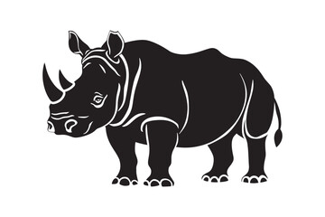 Rhino silhouette vector illustration template