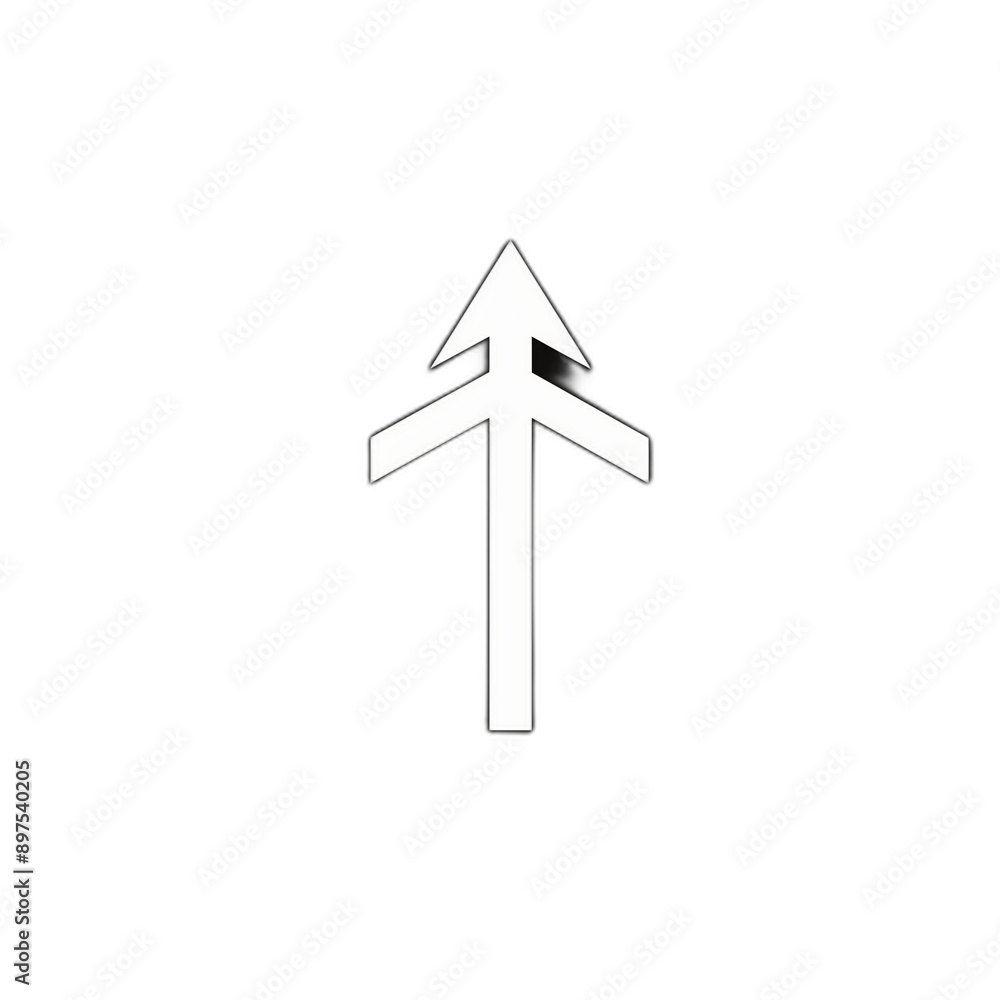 Poster minimalistic white pointing arrow on solid black background - modern ui logo vector graphic design