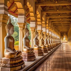 Fototapeta premium AI generator image of Wat, Buddhist temple World Heritage.photorealistic style.