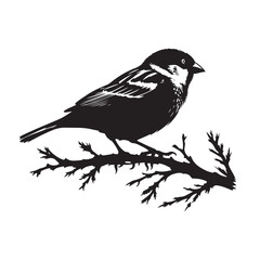 Sparrow bird Black silhouette vector illustration