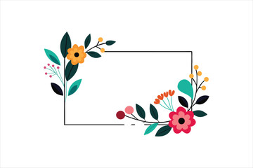  wedding invitation templates using small flowers border and corner design vector art illustration
