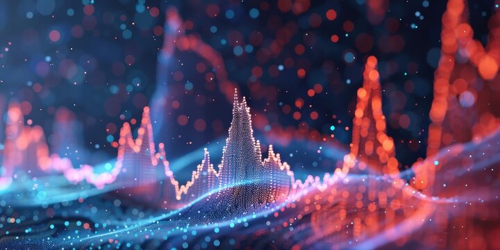a?'imagine: Dynamic scatter plot highlighting the strong positive link between stock prices and trading volume, reflecting increased investor activity and interest.