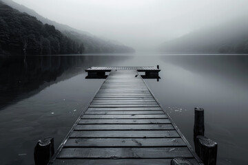 A serene dock on a calm lake